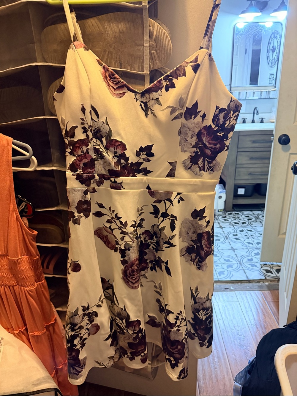 Speechless Cream Mini Dress with Purple Floral Print